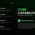 Manufacturing Industry Template - Capabilities slide to present CNC machining, 3D printing, robotics, and surface treatment services