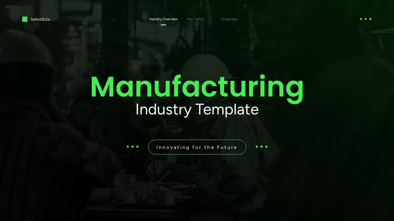 Manufacturing Industry Template - Title slide to open industrial presentations with a bold, professional first impression