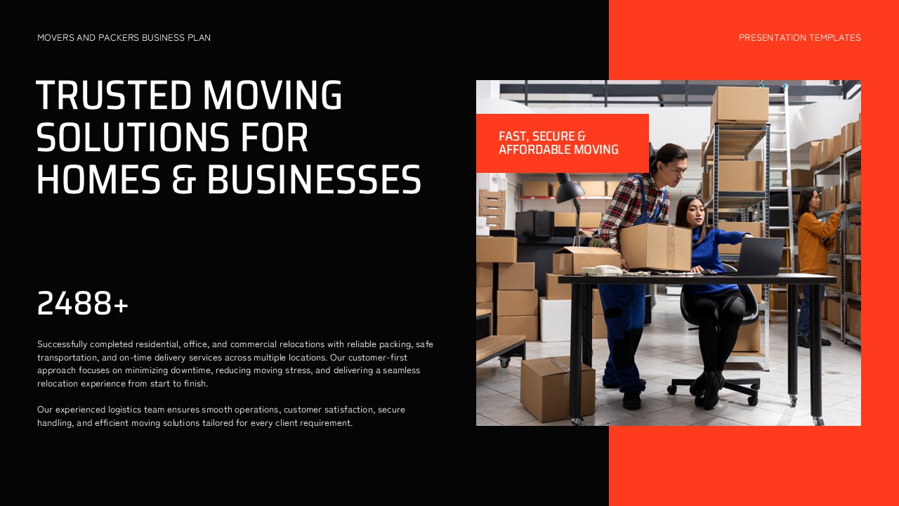 Movers and Packers Business Plan - Company Overview Slide