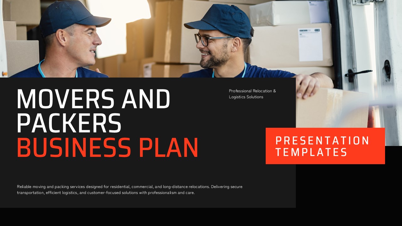 Movers and Packers Business Plan - Cover Slide Template
