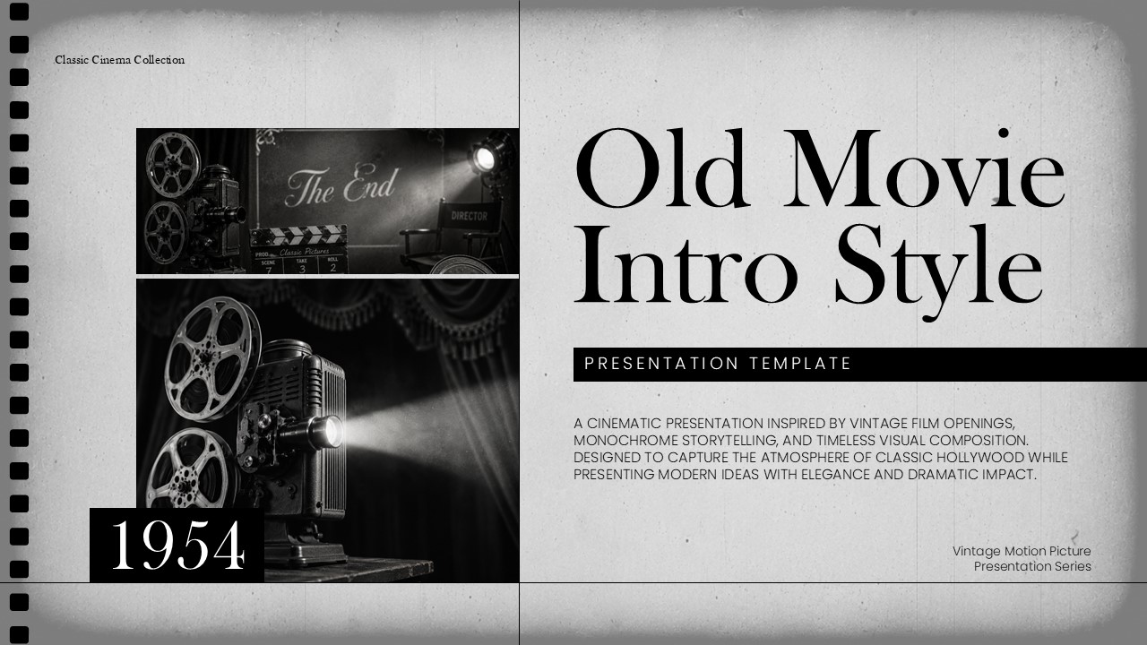Old Movie Intro Style Template - vintage cinema cover slide
