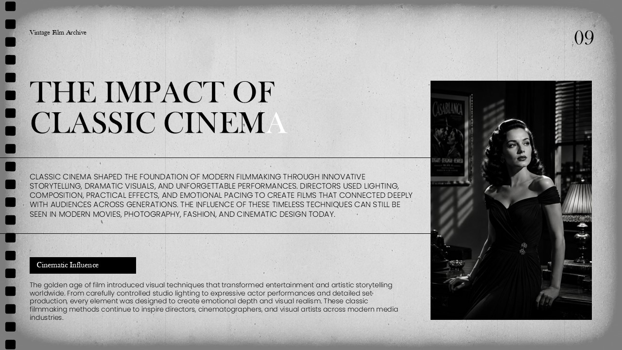 Old Movie Intro Style Template - Impact of Classic Cinema statement slide