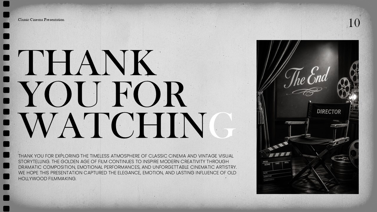 Old Movie Intro Style Template - Thank You closing slide