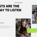 Podcast Audience Statistics Template - slide with 70% and 80% data callouts and listener photos