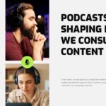 Podcast Episodes Reach Overview Template - staggered photo grid with 7,456,821+ impact statistic