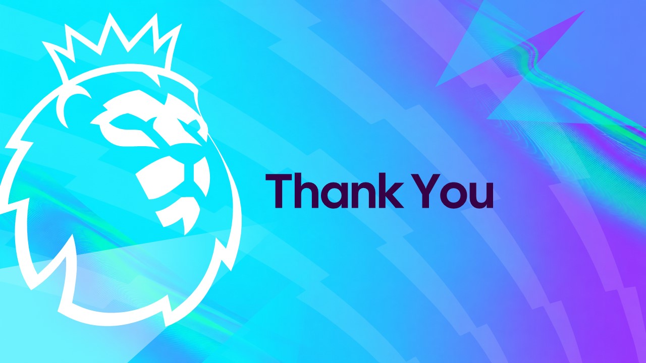 Premier League 2026 Thank You Template - End your football presentation with a branded closing slide