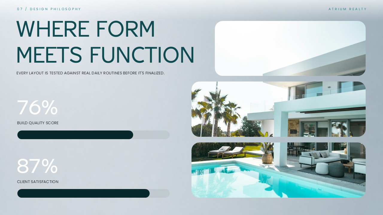 Real Estate Template - Call-to-action slide with From Vision to Reality headline and Get In Touch CTA button