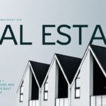 Real Estate Template - Architecture statistics slide with glassmorphism KPI cards over residential neighborhood photo