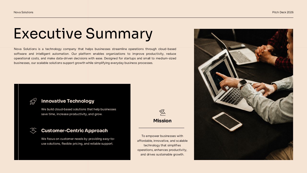 Startup Pitch Deck Problem Slide - Five numbered pain points in stacked dark cards with result callout box