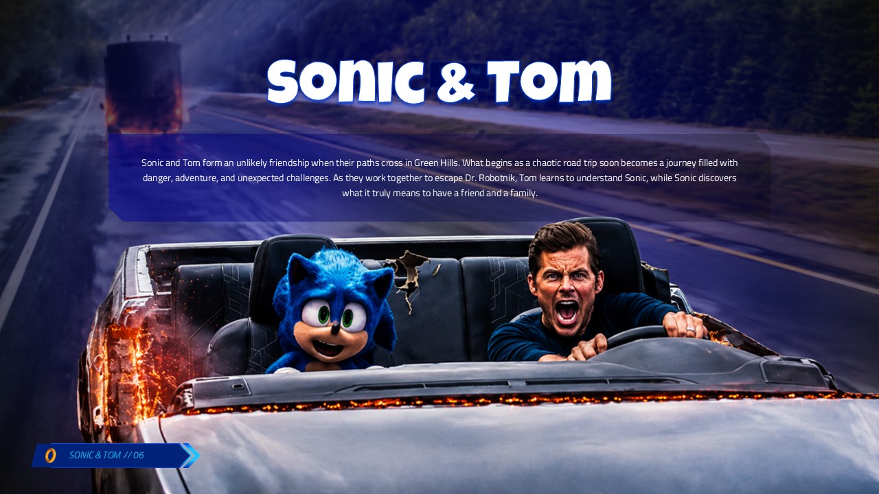Sonic the Hedgehog Friendship Template - Superpowers infographic slide to display Sonic's abilities with progress bars