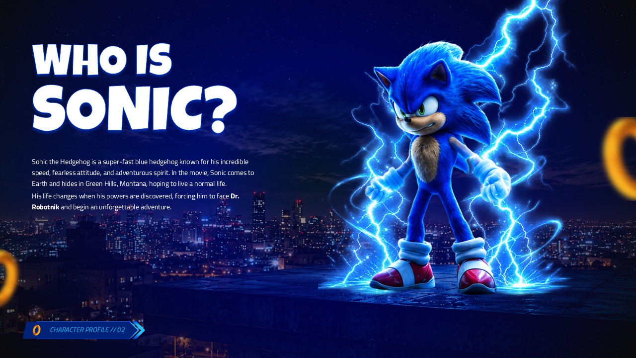 Sonic the Hedgehog Character Profile Template - Story synopsis slide to summarize the movie's main plot