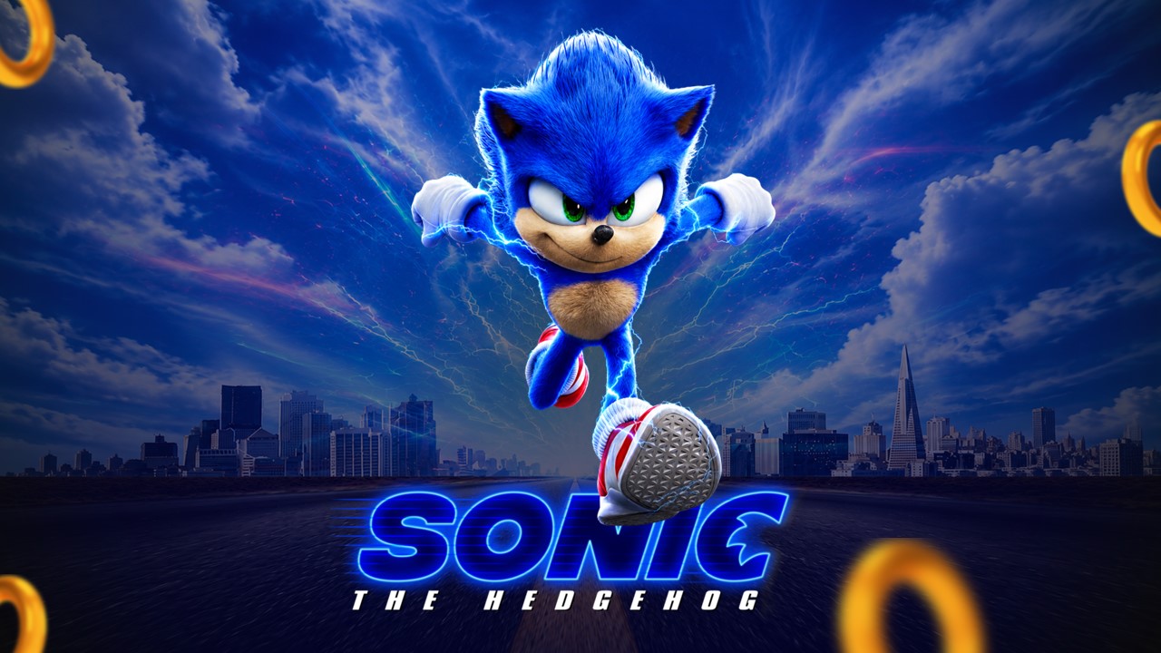 Sonic the Hedgehog Google Slides Template - Character intro slide to present Sonic's origin and backstory