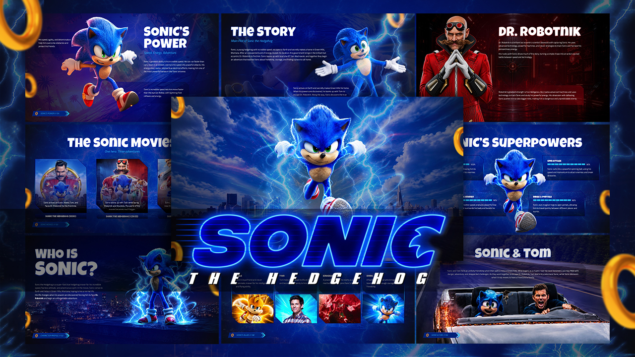 Sonic the Hedgehog Template - Cinematic cover slide to open your movie or fan presentation