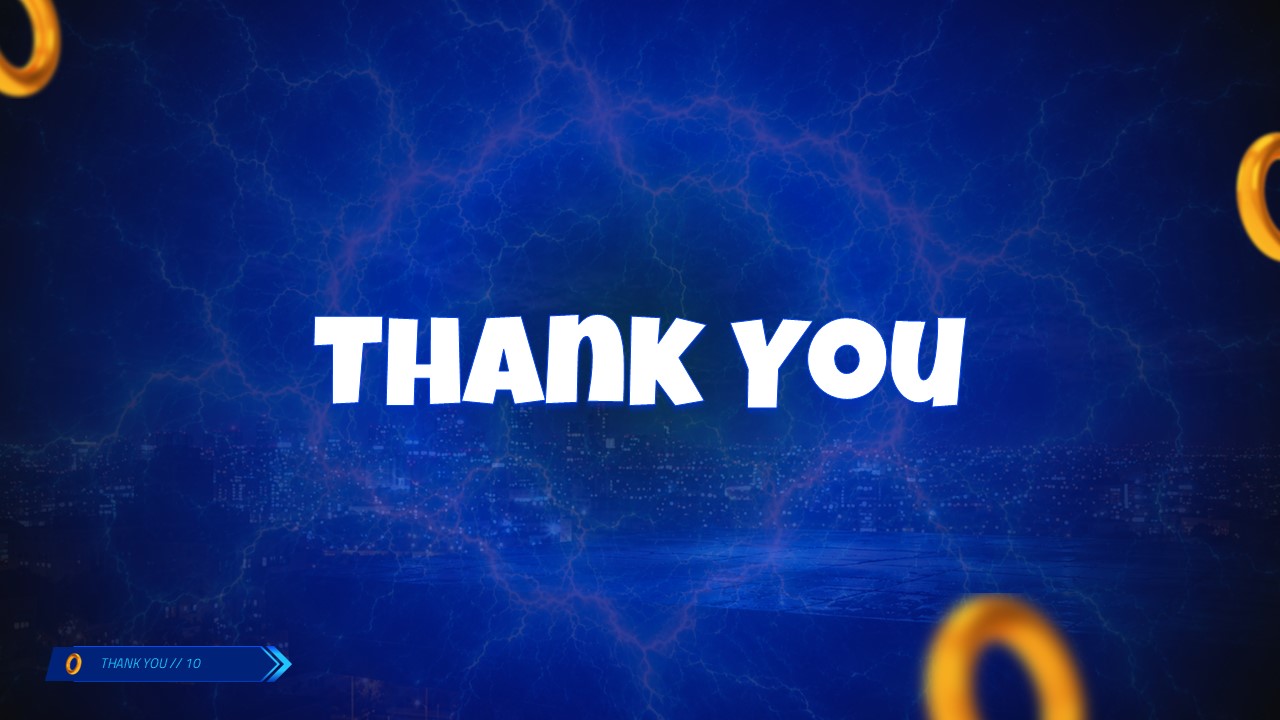 Sonic the Hedgehog Thank You Template - Closing slide to end your Sonic-themed presentation with impact