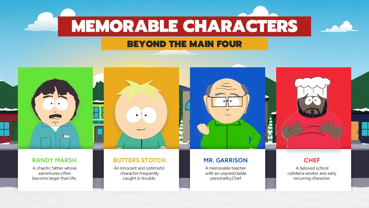 South Park Supporting Characters - Randy, Butters, Mr. Garrison, Chef cards