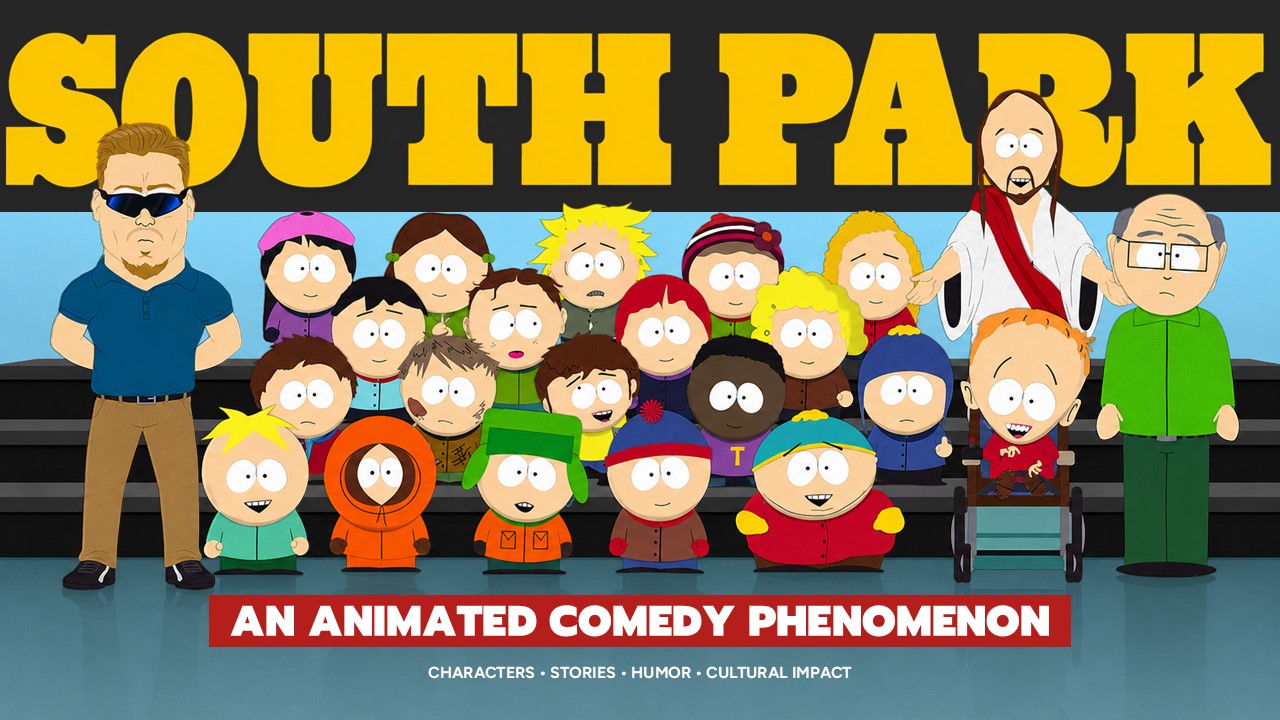 South Park Template - Title cover slide with character ensemble