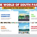 South Park Locations - Elementary, Town, Casa Bonita, Mountains grid