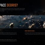 Space Debris Awareness Template - Definition slide categorizing defunct spacecraft, rocket stages, and fragmentation debris