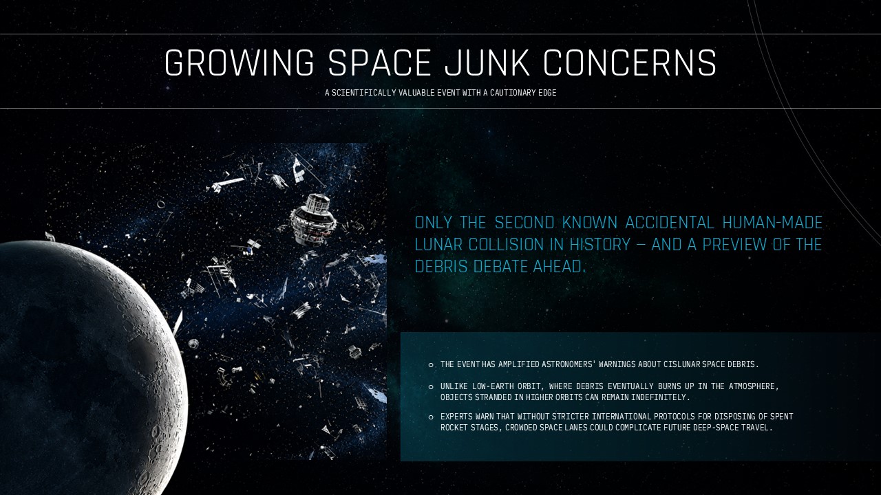 SpaceX Lunar Impact Key Metrics Template - closing thank you slide with teal nebula glow and orbital arc lines on black
