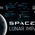 SpaceX Lunar Impact Template - cinematic cover slide with bold title and rocket crash illustration on black background