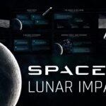 SpaceX Lunar Impact Template - cinematic cover slide with bold title and rocket crash illustration on black background