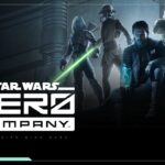 Star Wars Zero Company Closing Slide - branded end screen with logo, monospaced tagline, and dramatic character imagery