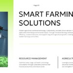 Sustainable Agriculture Smart Farming Solutions Template - Split panel with green image sidebar and dual feature columns