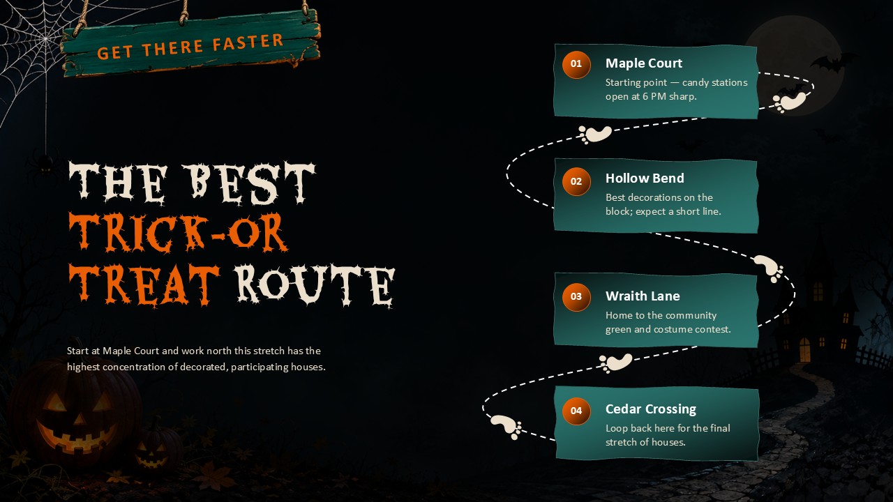 Halloween Best Trick-or-Treat Route - Four-Stop Map Slide