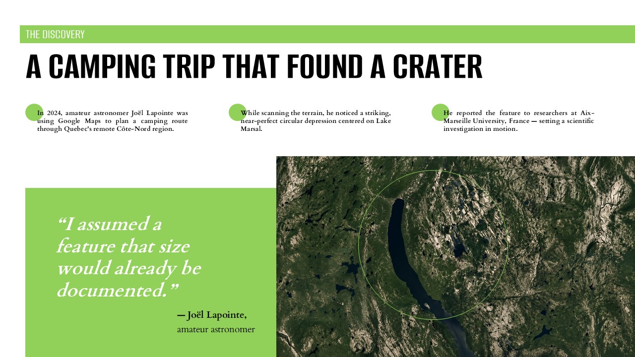 Uhackatik Crater Template - location and scale stats slide