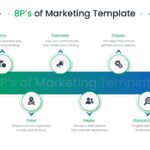 8Ps of Marketing Template - symmetrical wheel diagram with eight equal nodes around a teal gradient hub