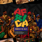Africa History Template - 3D mockup of 11-slide deck with Pan-African red, yellow, green palette and Adinkra symbols