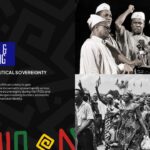 Africa History Template - Independence slide with two archival photos of leaders at podium and celebrating crowds