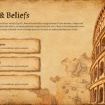 Ancient Civilization Template - Achievements slide to showcase six innovations like writing, architecture, and trade