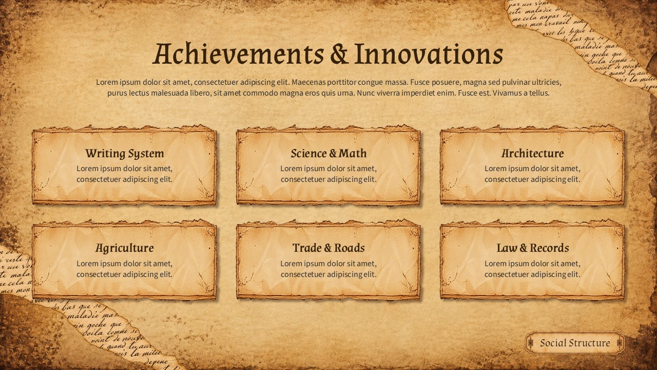 Ancient Civilization Template - Art slide to showcase architectural style, iconic structures, and cultural influence
