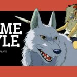 Anime Style Google Slides Template - Alternate cover slide with vibrant Ghibli-inspired sky background and red title banner