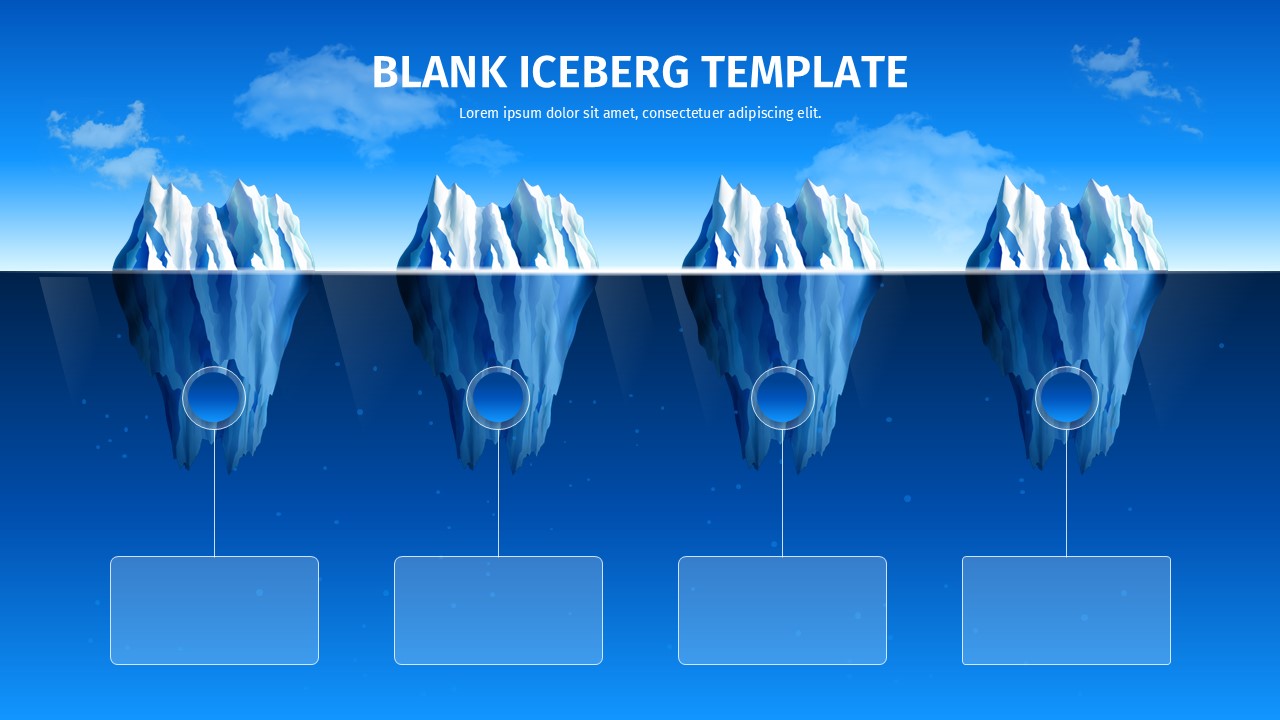 Blank Iceberg Template - 4-column iceberg comparison diagram slide