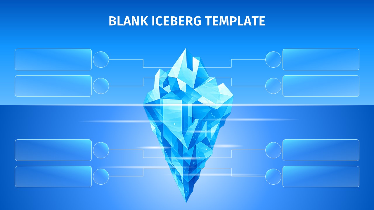 Blank Iceberg Template - 8-slot bilateral iceberg diagram slide