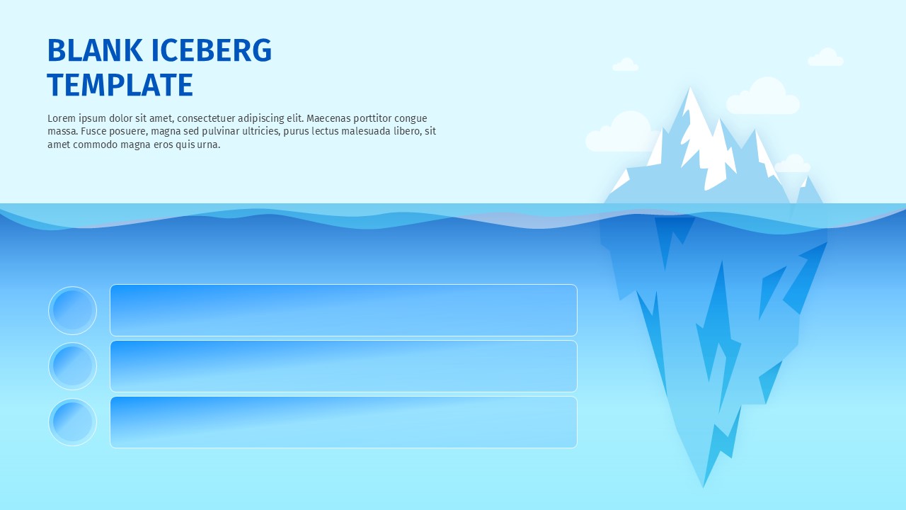Blank Iceberg Template - 3-point vertical list with iceberg visual
