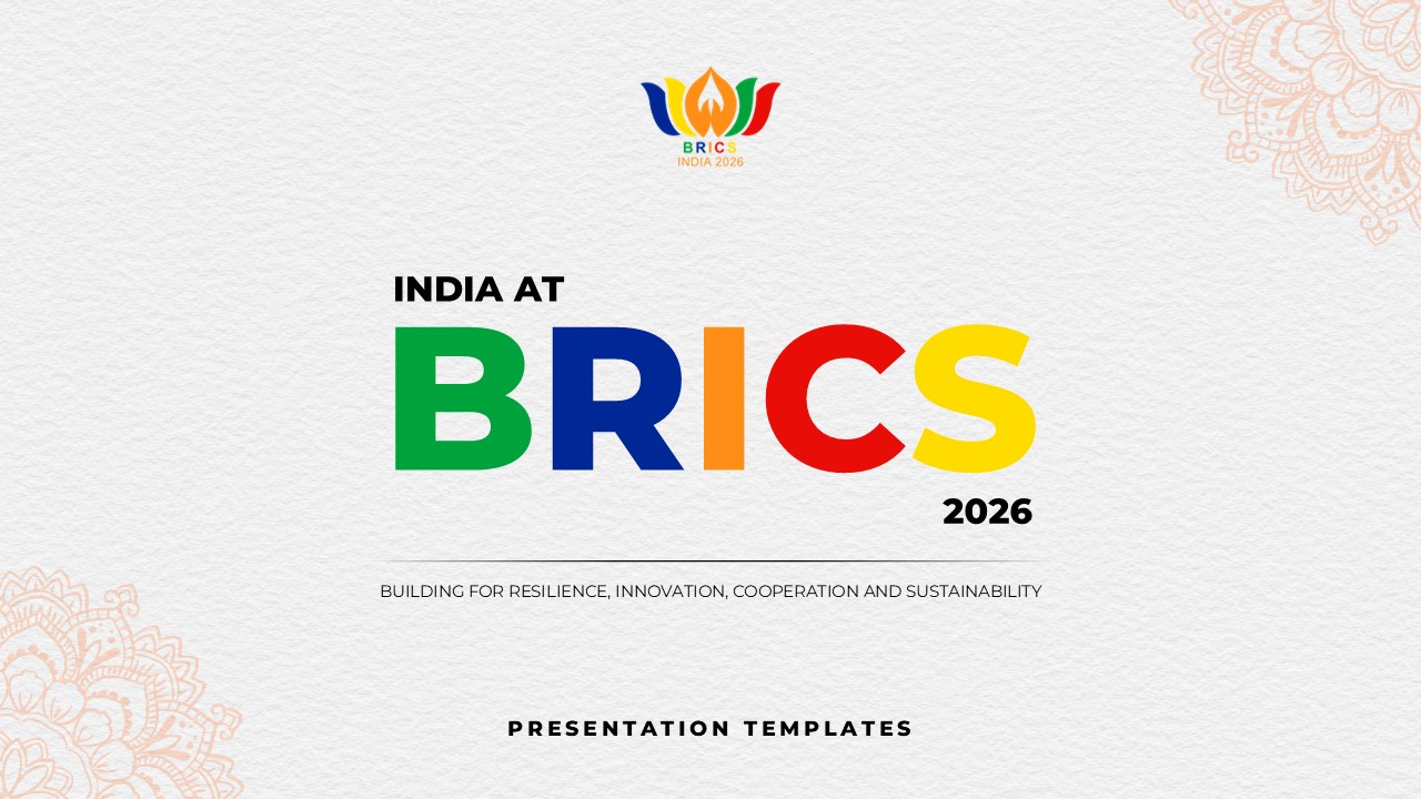 BRICS 2026 Template - Cover slide to open India Chairship government or diplomatic presentations professionally