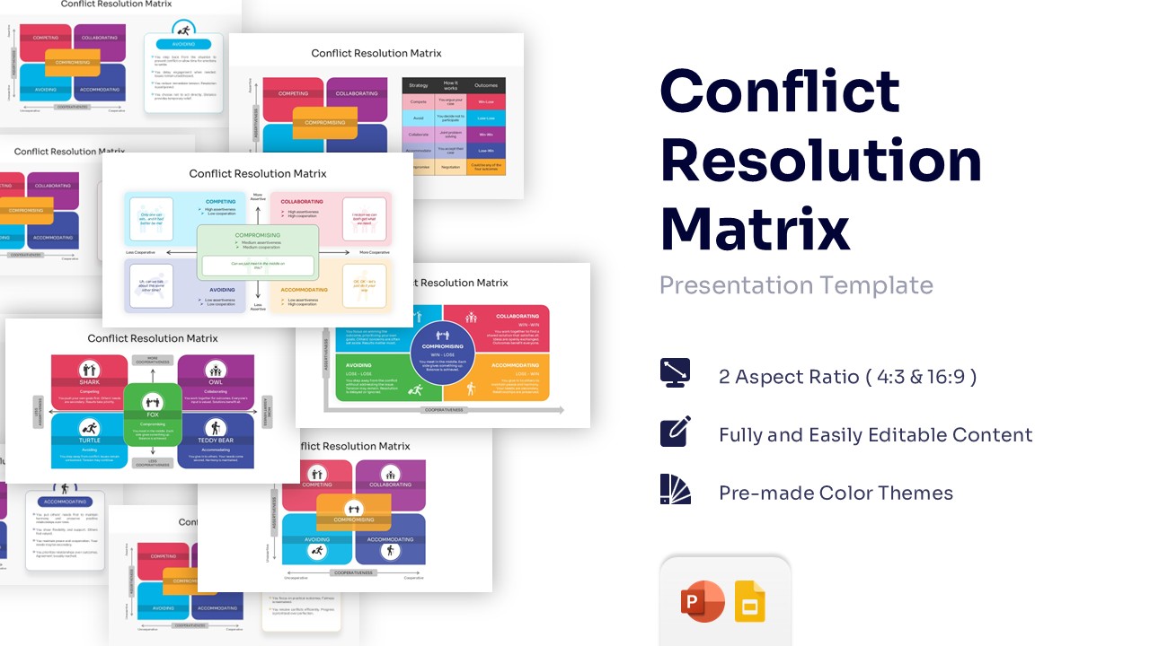 Conflict Resolution Matrix Template - Slide preview bundle