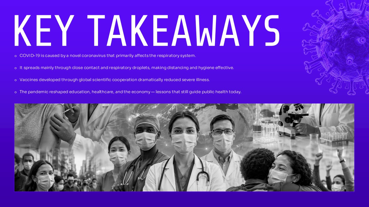 Covid 19 Study Lesson Template - Key Takeaways Slide