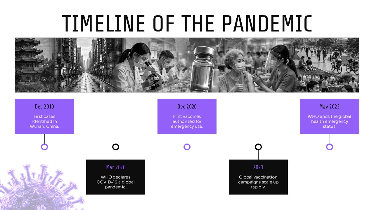 Covid 19 Study Lesson Template - Pandemic Timeline Slide
