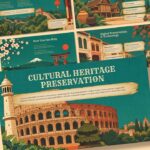 Cultural Heritage Preservation Template - 8-slide fan preview with Colosseum, pyramids, torii gate, and temple illustrations