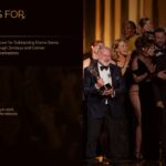 Emmy Awards 2026 Fun Facts Template - two-column slide with oversized gold stats '100' and '78th' beside winners photo
