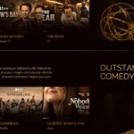 Emmy Awards 2026 Comedy Series Template - six nominee show posters in dual rows with gold Outstanding Comedy Series label