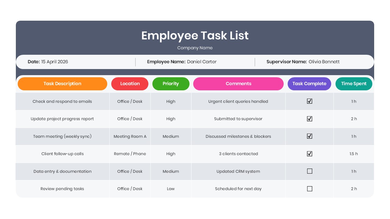Employee Task List PowerPoint Template and Google Slides