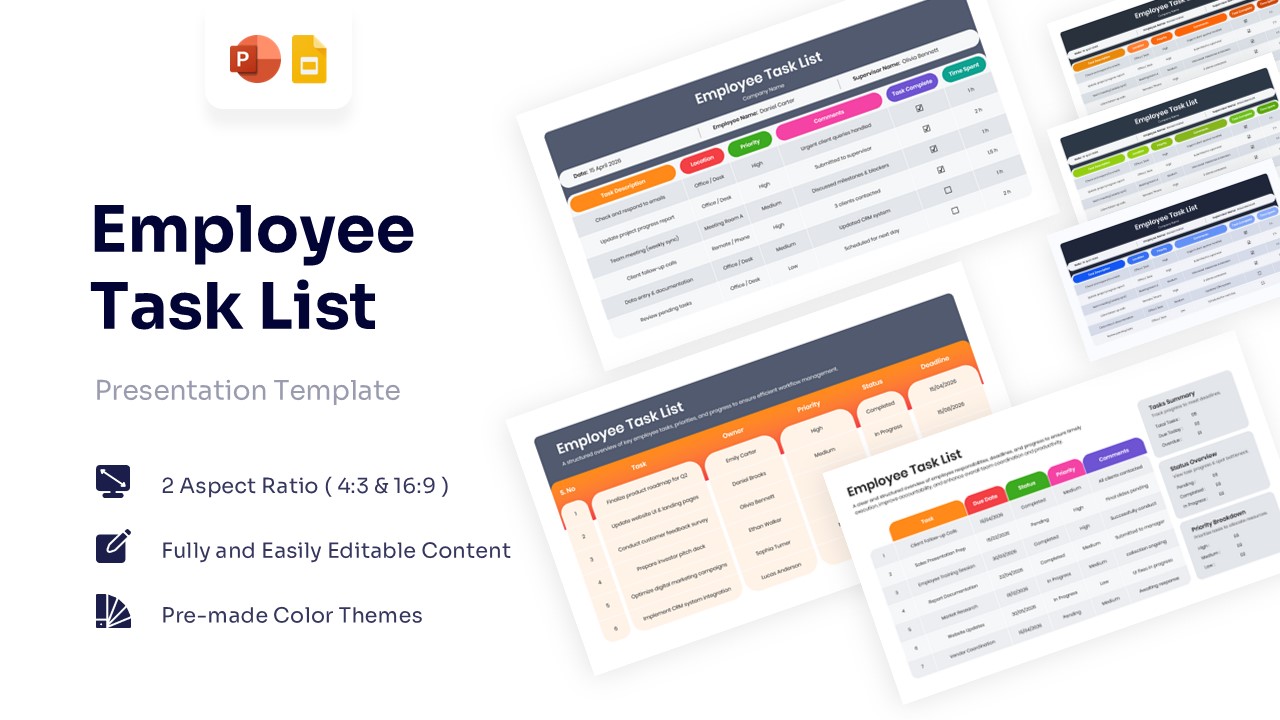Employee Task List PowerPoint Template and Google Slides