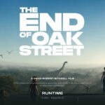 End of Oak Street Google Slides PowerPoint Template - Two-column synopsis slide with film still, pull quote, and cast photo