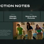End of Oak Street Production Notes Template - Four stat blocks for budget and studio plus narrative panel and film still