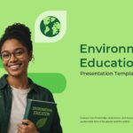 Environmental Education Google Slides Template - Split layout with mission statement, seedling photo, and green callout card